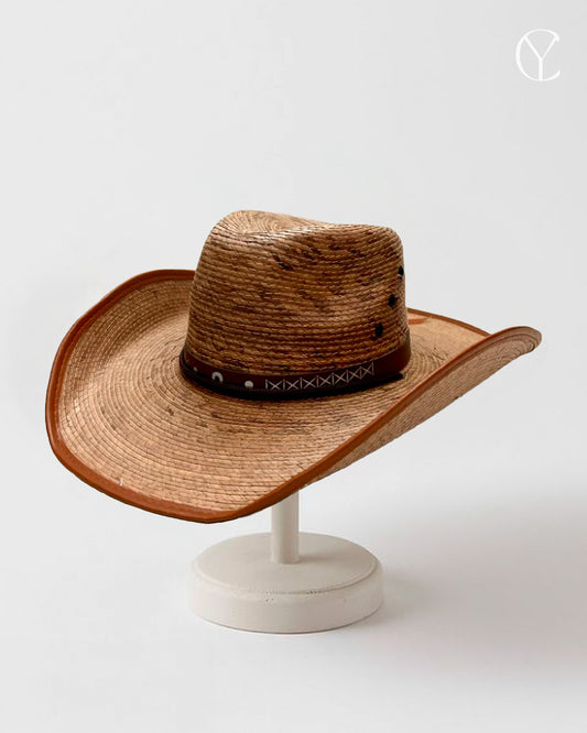 Palm Leaf Rancher Cowboy Hat - Saddle Brown