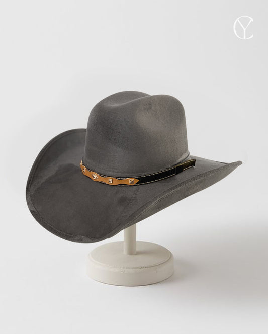 Vegan Suede Cowboy Hat - Charcoal Grey (Ready to Customize)