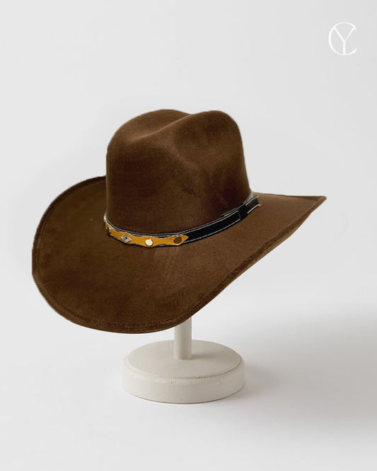 Vegan Suede Cowboy Hat - Chocolate Brown