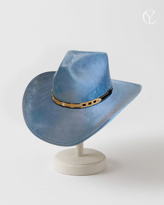 Vegan Suede Cowboy Hat - Peacock Blue (Classic Design)