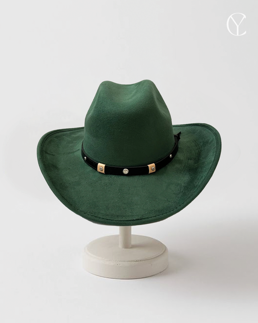 KIDS Vegan Suede Austin Hat - Hunter Green (Classic Design)