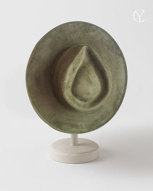 Vegan Suede Rancher Hat - Olive Green (Classic Design)
