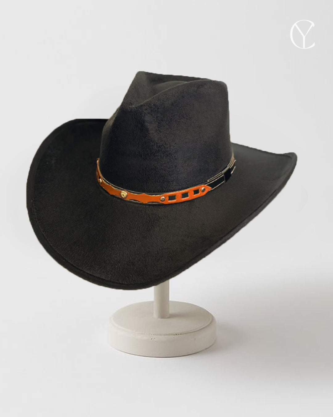 Vegan Suede Cowboy Rancher Hat - Black (Classic Design)
