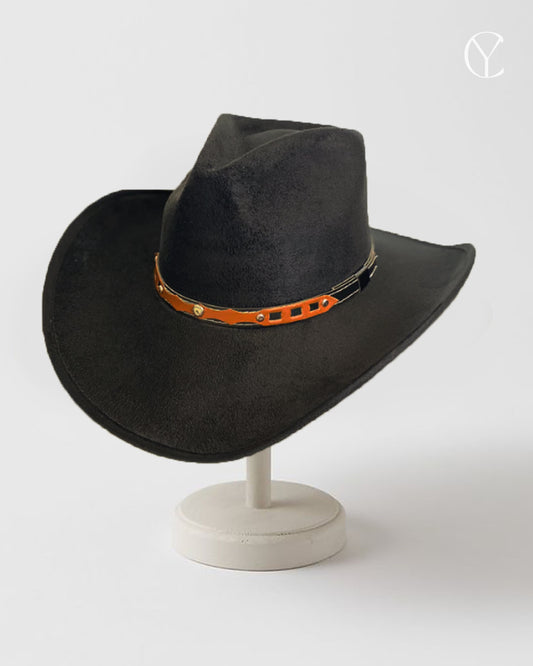 Vegan Suede Cowboy Rancher Hat - Black (Ready to Customize)