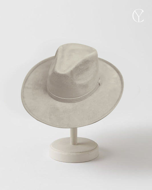 Vegan Suede Cowboy Hat - Ivory